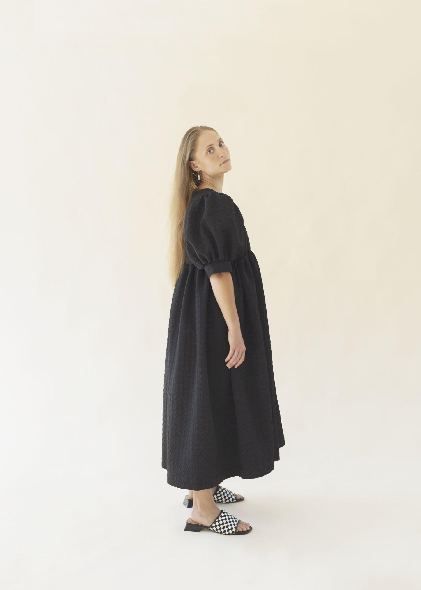 IVORY in Black Textured Jacquard