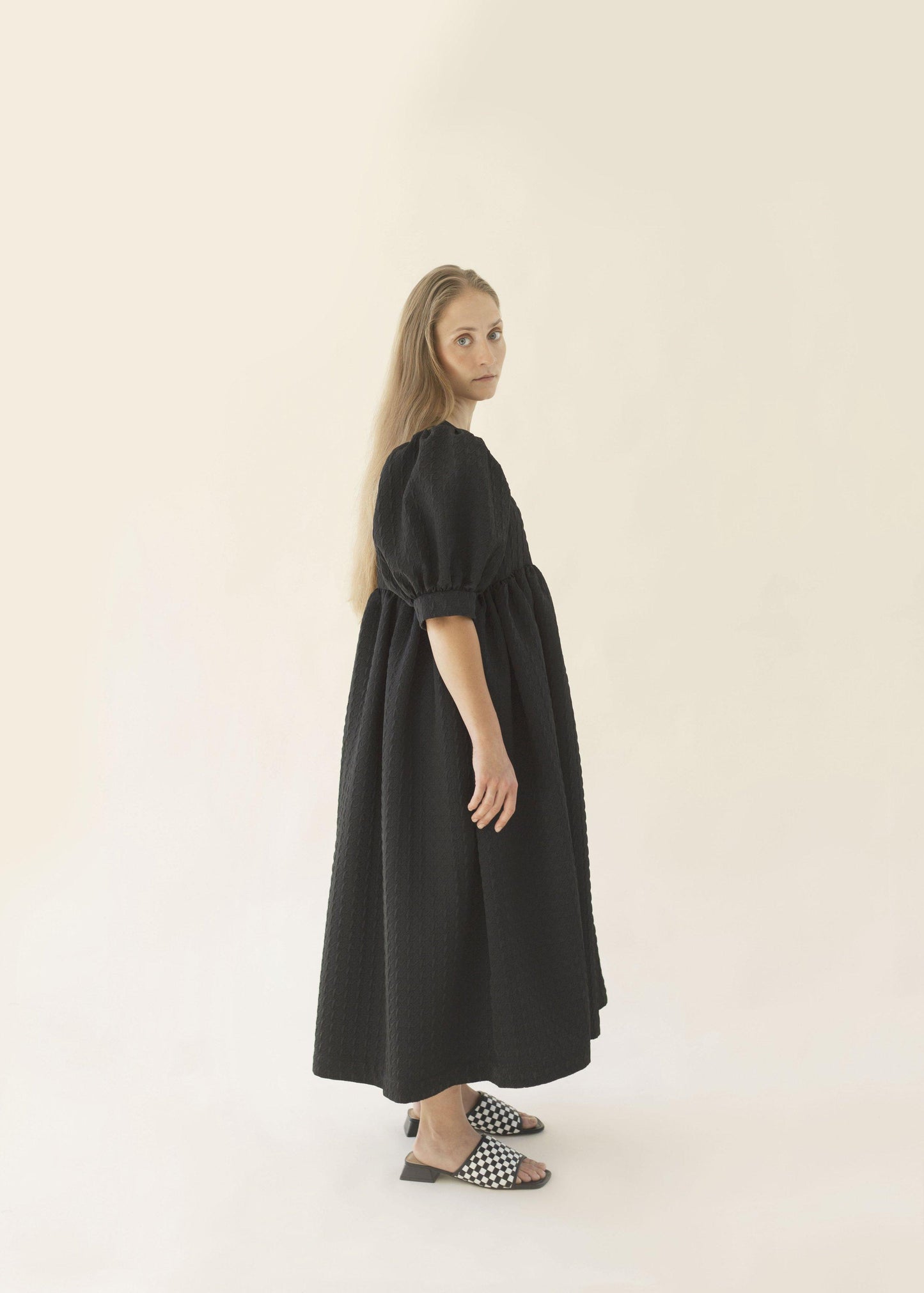 IVORY in Black Textured Jacquard