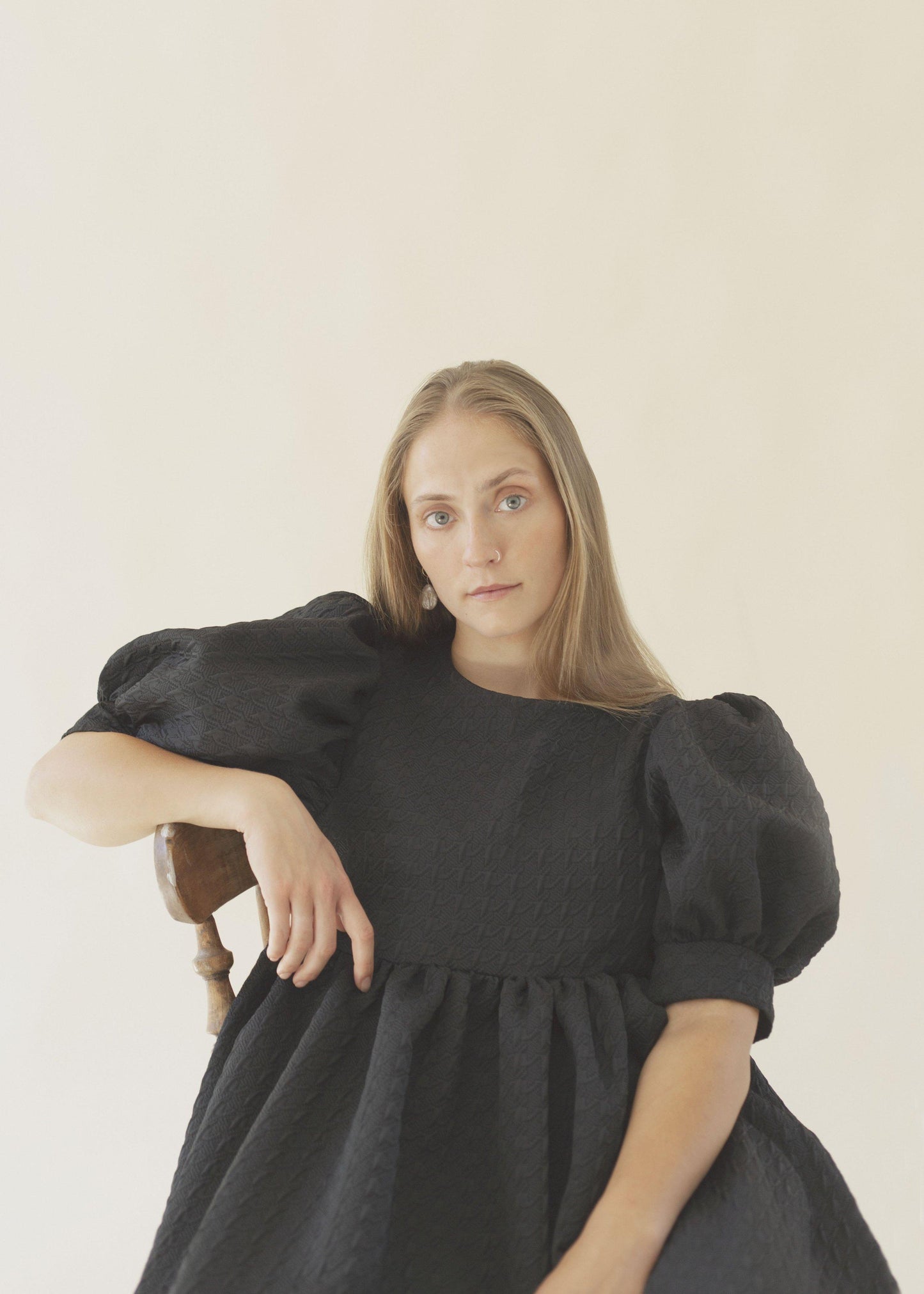 IVORY in Black Textured Jacquard