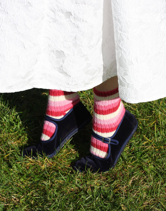 Luxury striped hand knit socks