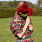 Tartan Silk dress with tiered skirt and puff sleeves. Beautiful oversized fit, perfect for an occasion wear dress