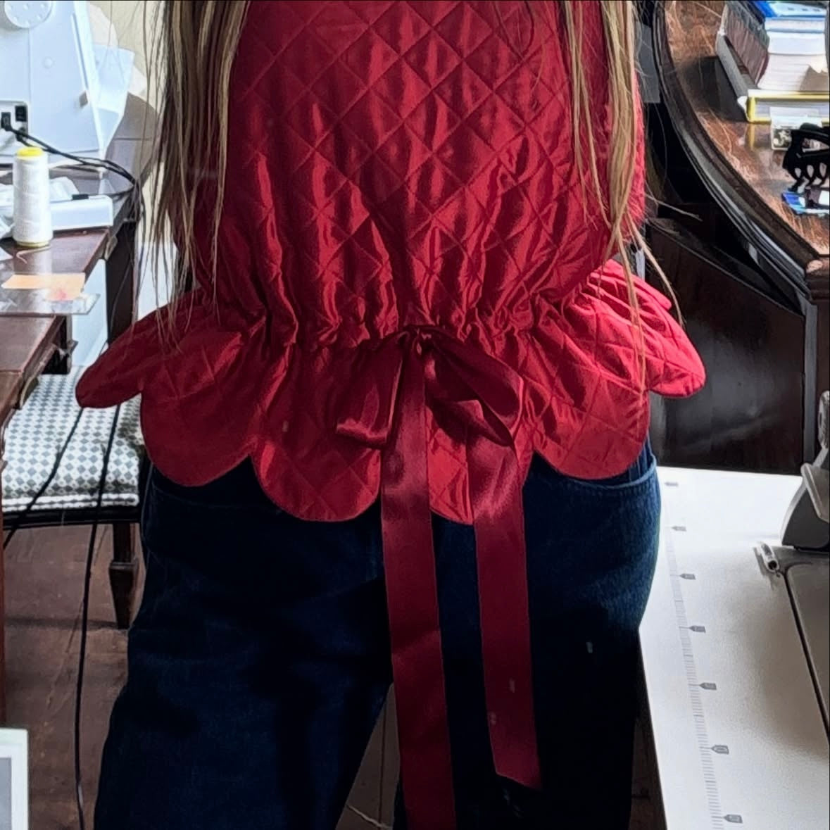 SCALLOPED HENRY in Hand Quilted Silk