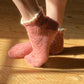 pink hand knit wool socks