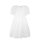 Flat lay image of white puff sleeve tiered skirt dress