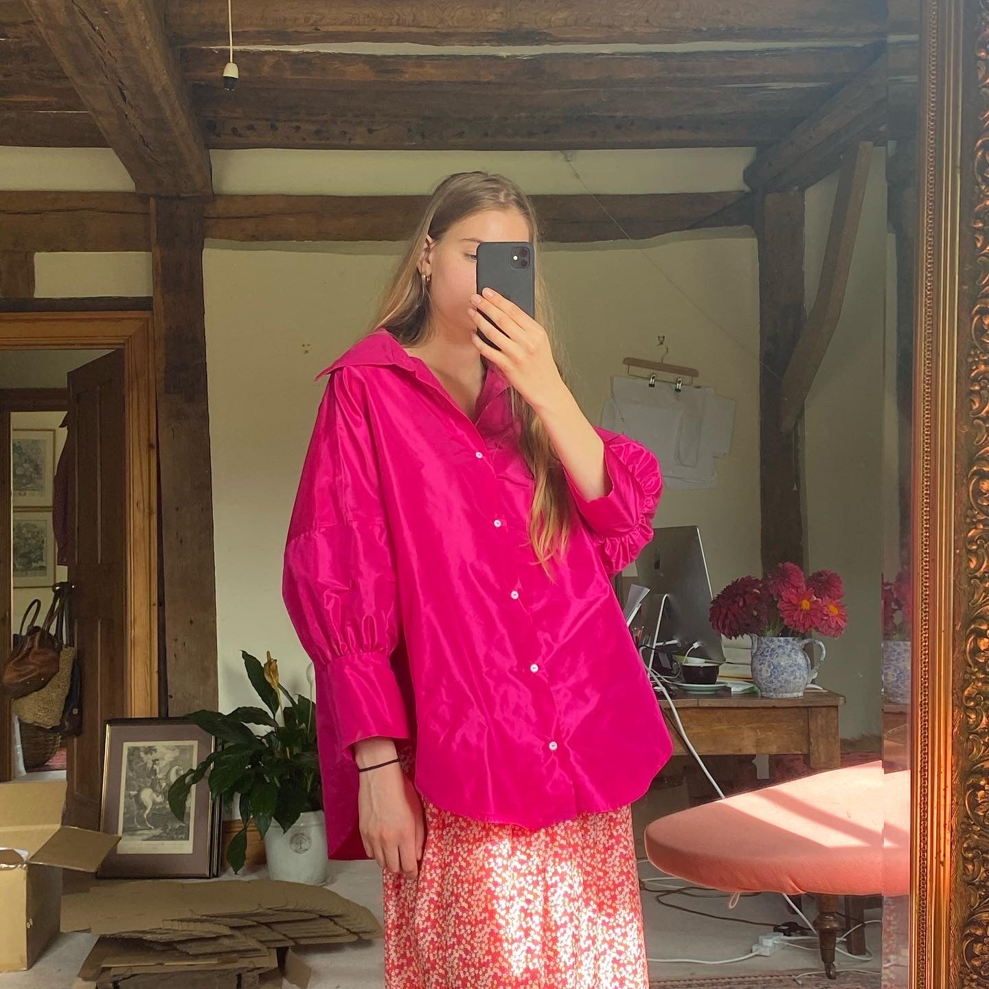 AGATHA Shirt in Magenta Silk