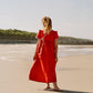 Bright and bold red silk dress