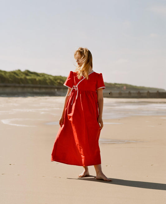 Bright and bold red silk dress