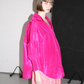 Oversized womens' shirt in ex designer magenta silk dupion, with an oversized collar and puff sleeves 