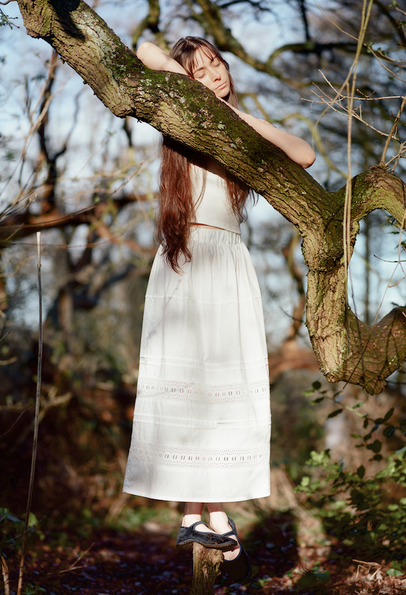 Midi Skirt in Off White